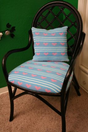 Recycled Sweater Becomes Chair Cover It's easy to cover a chair with a lovely sweater.